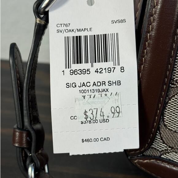 NWT Coach Andrea Shoulder bag in Brown Signature Jacquard - Picture 15 of 16